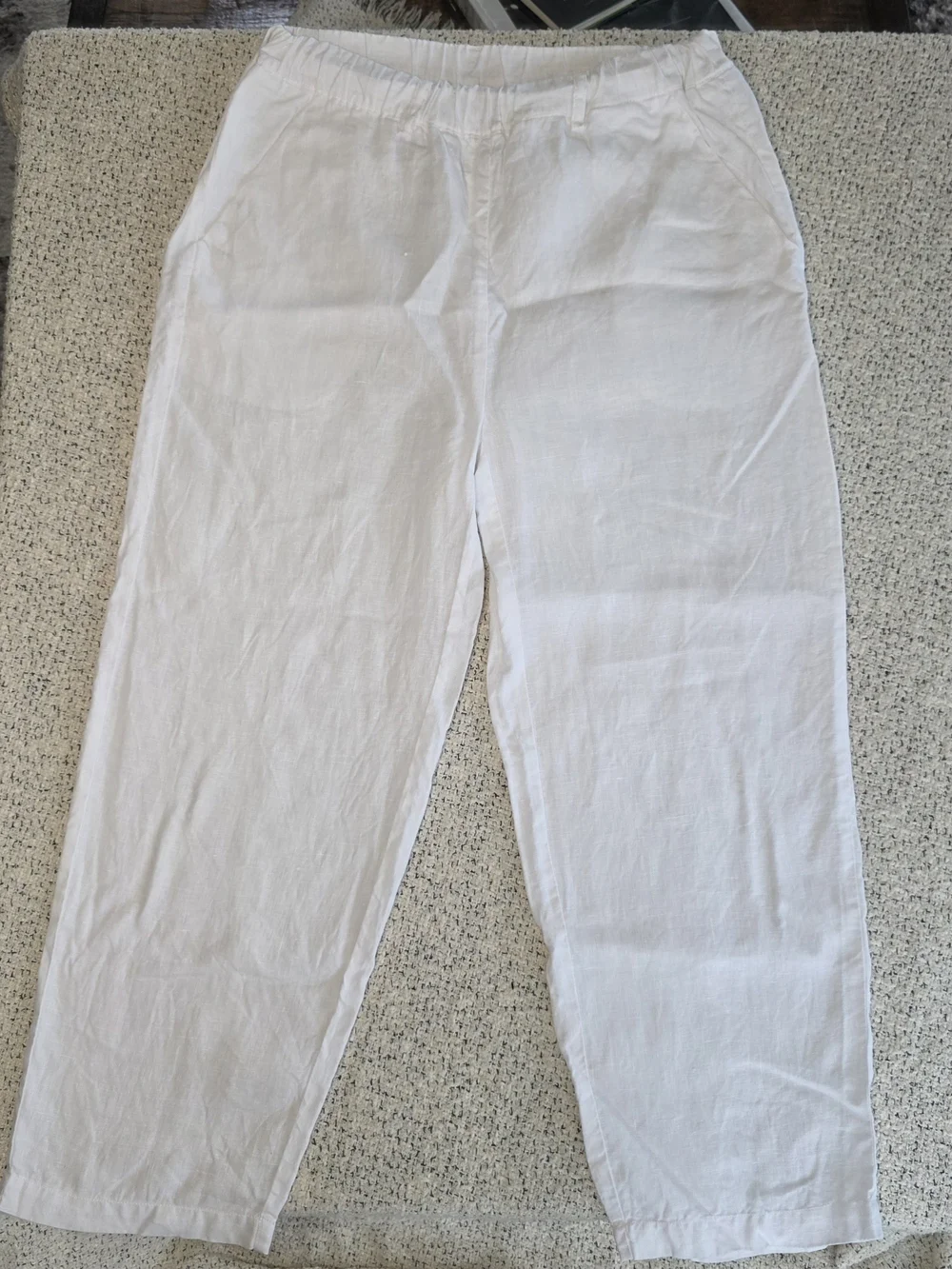 Quince 100% Linen White Pull On Pants Size Small Coastal Minimalist